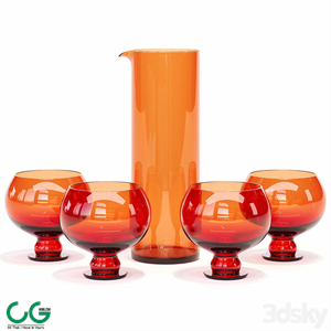 HKliving / Funky Orange Glassware Set
